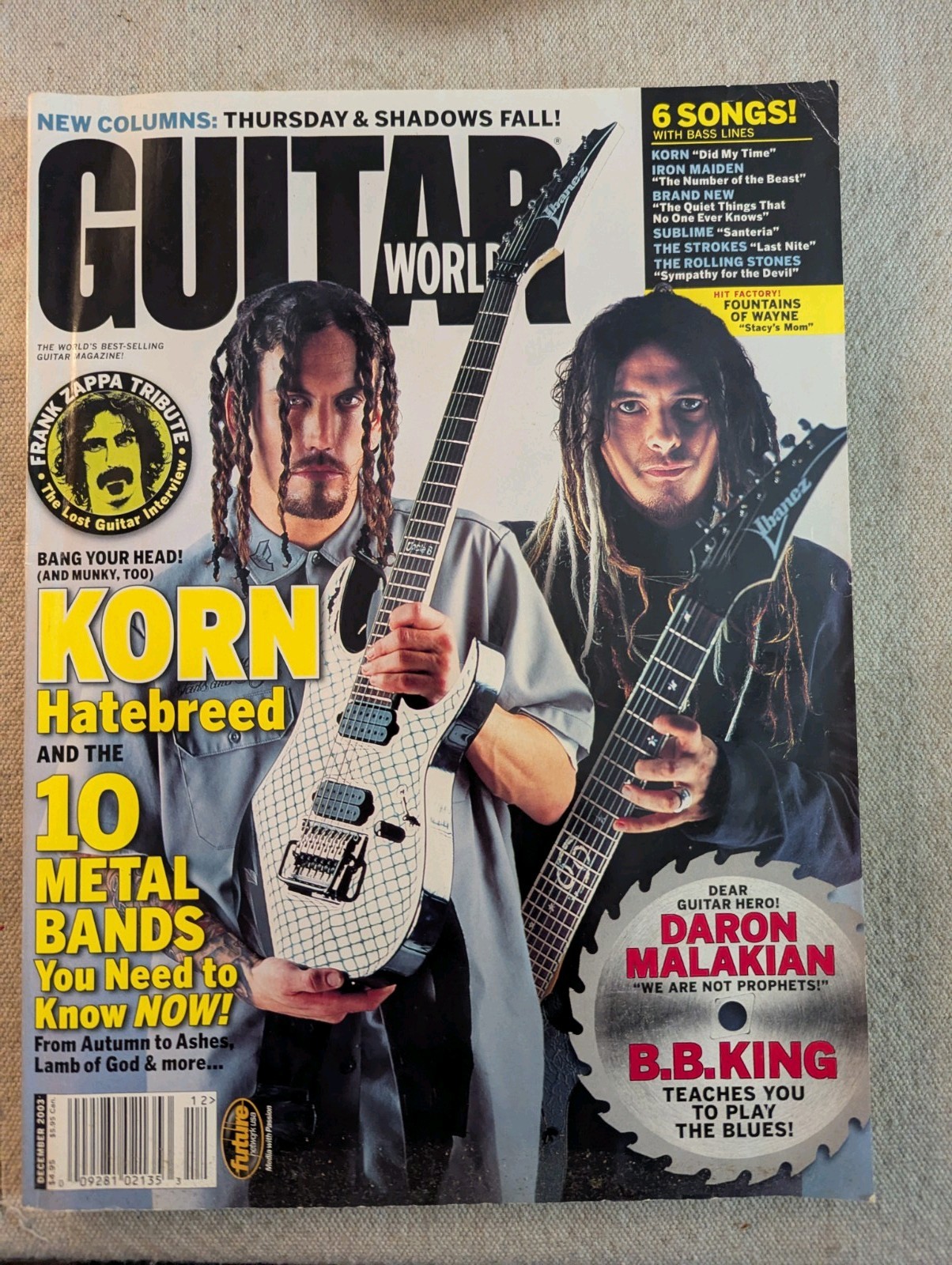 KORN Guitar World 2000s Vintage Magazine Tablature Metal Bands