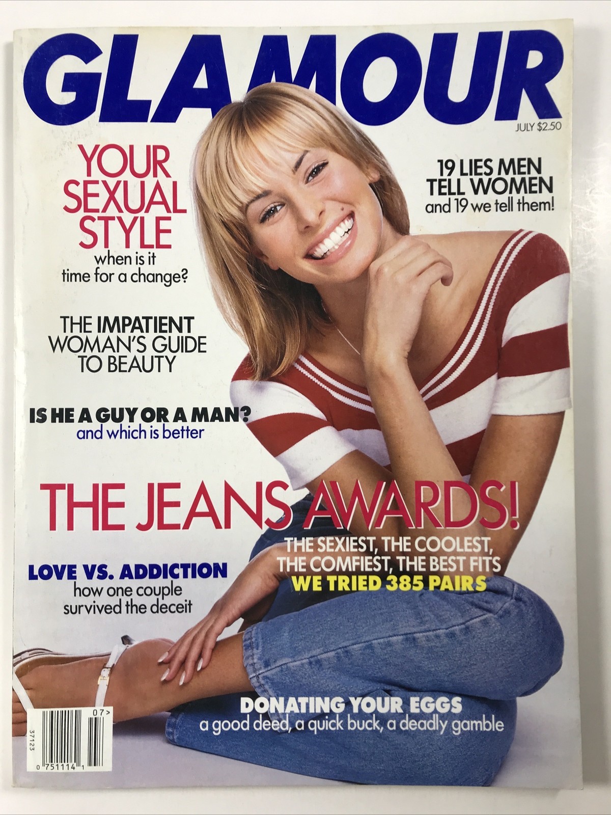 GLAMOUR magazine July 1996-Fashion makeup hair Jeans Awards! Niki Taylor