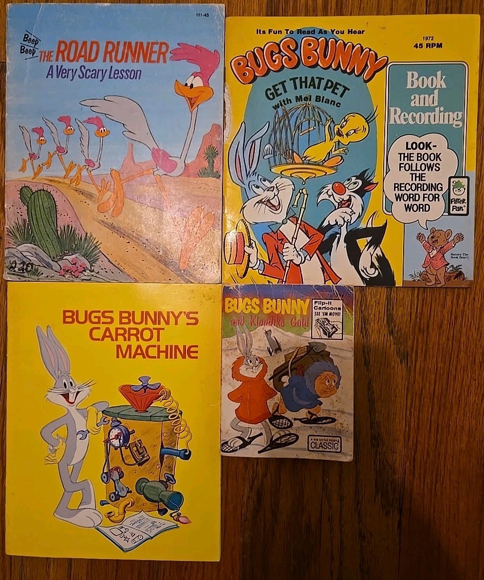 70s Bugs Bunny Looney Tunes Childrens Book Lot – Flip It Cartoons, Road Runner,