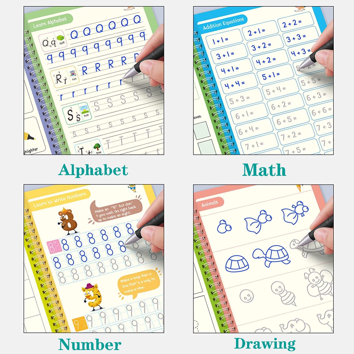 Reusable Handwriting Practice for Kids Ages 3-8, Magic Grooved Writing