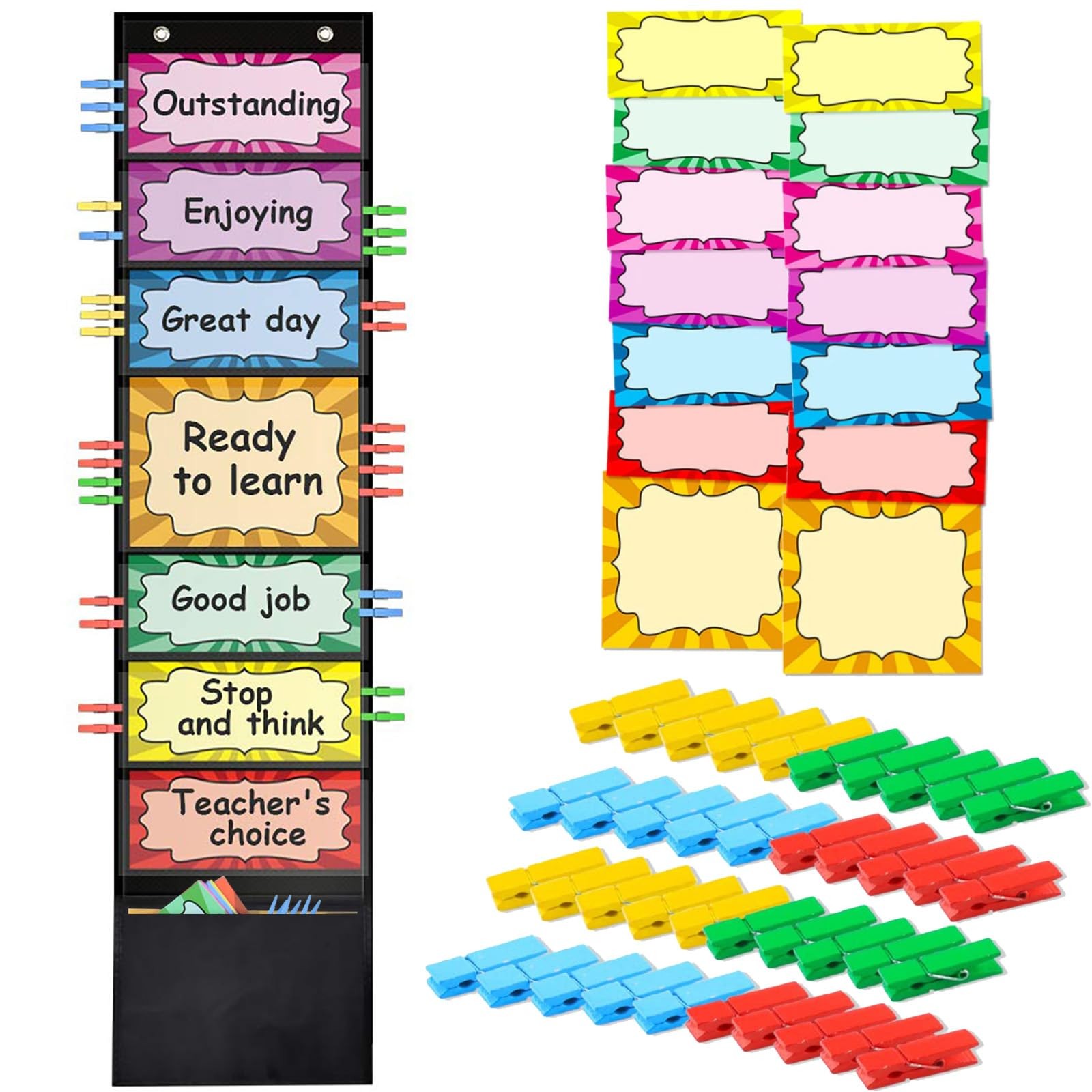 ZKOO Student Behavior Clip Chart for Classroom Management Multiple Colors