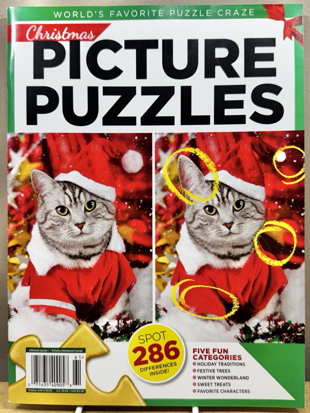 Christmas CAT PAWZZLES Magazine 2025 ~ Puzzles ~ 286 Differences Inside ~ Cats