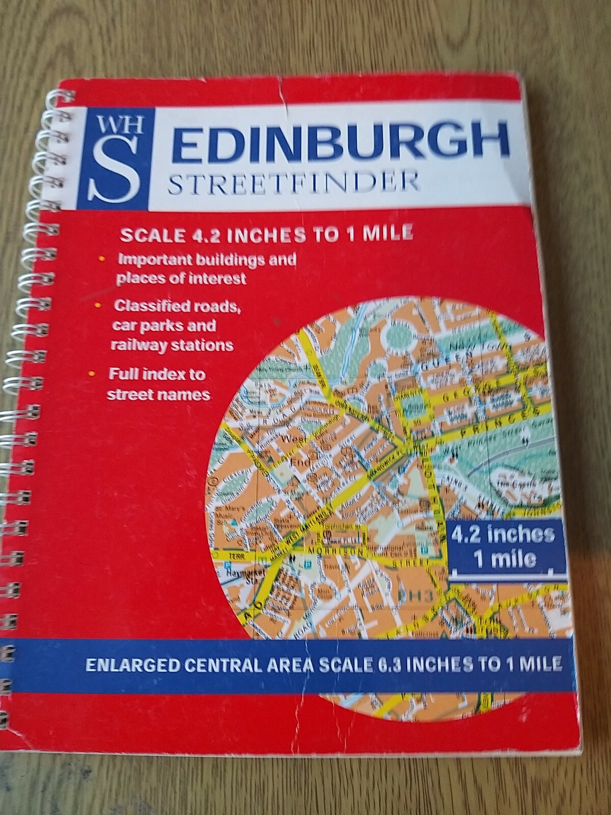 W H Smith Edinburgh Street Finder 4.2 inches to mile PB dated 1999