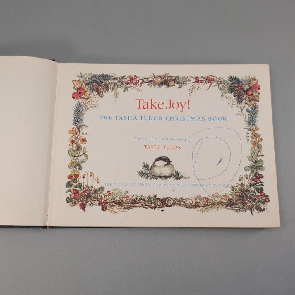 Vintage 1966 Take Joy! Tasha Tudor Christmas Book HC Blue Ex-Lib USA Illustrated