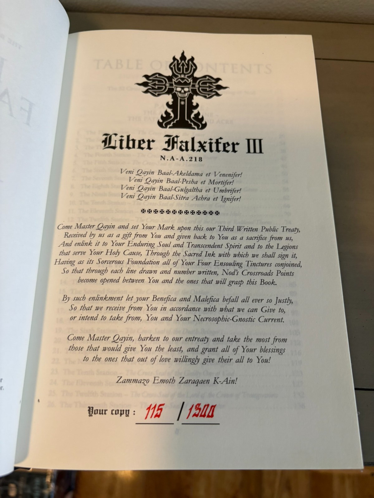 Liber Falxifer III Ixaxaar N.A-A.218 #115/1300 UNREAD LIMITED PRINTING RARE!!