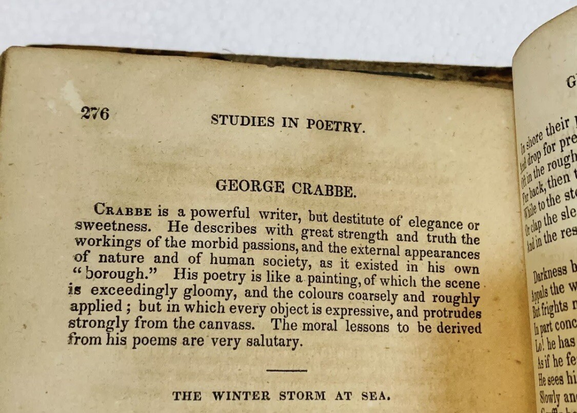 Antique 1800&rsquo;s Studies in Poetry by George Crabbe 480 pages