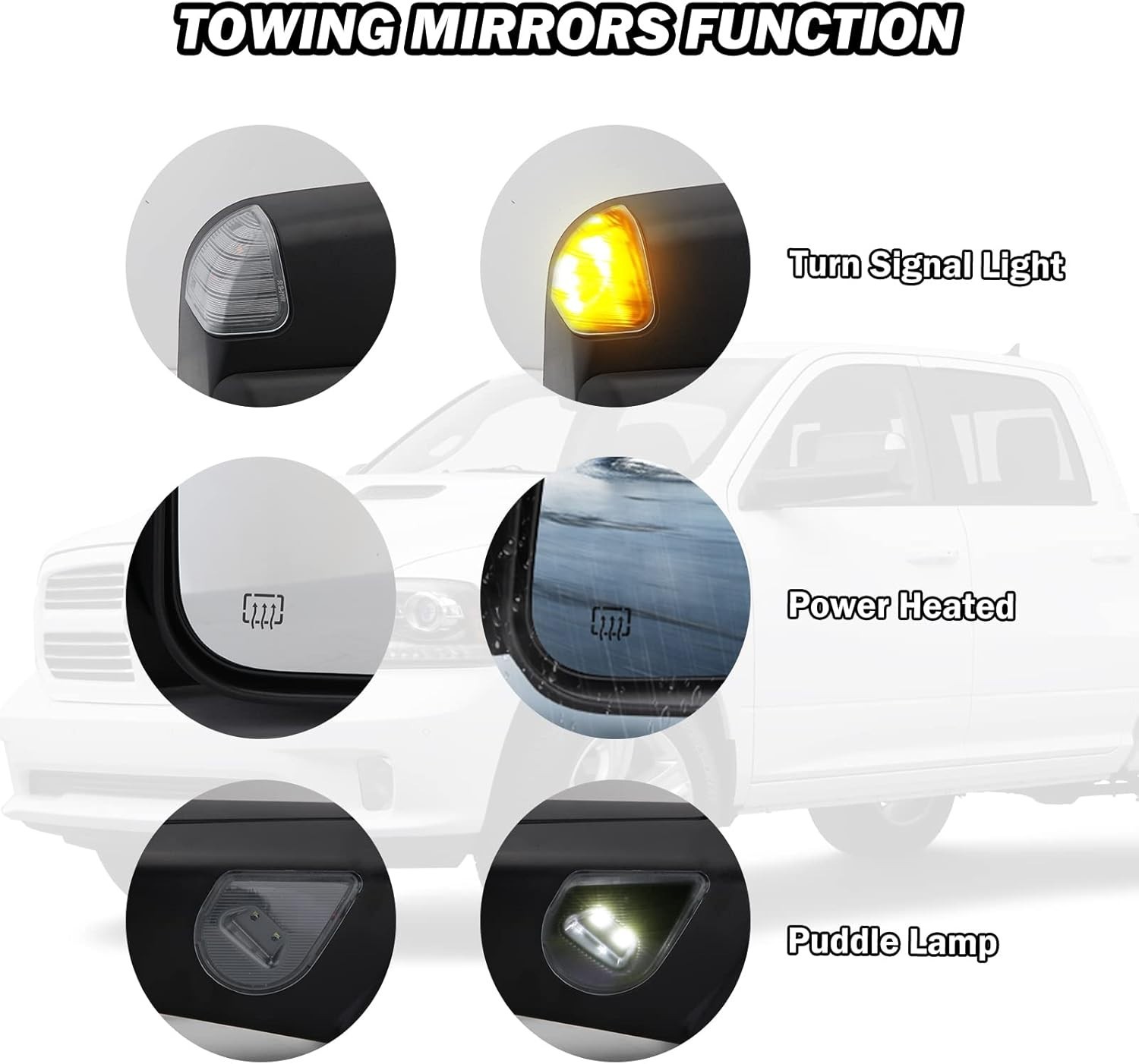 Passenger Side Mirror Compatible with 2009-2018 Dodge Ram 1500,2010-2018 Dodge R