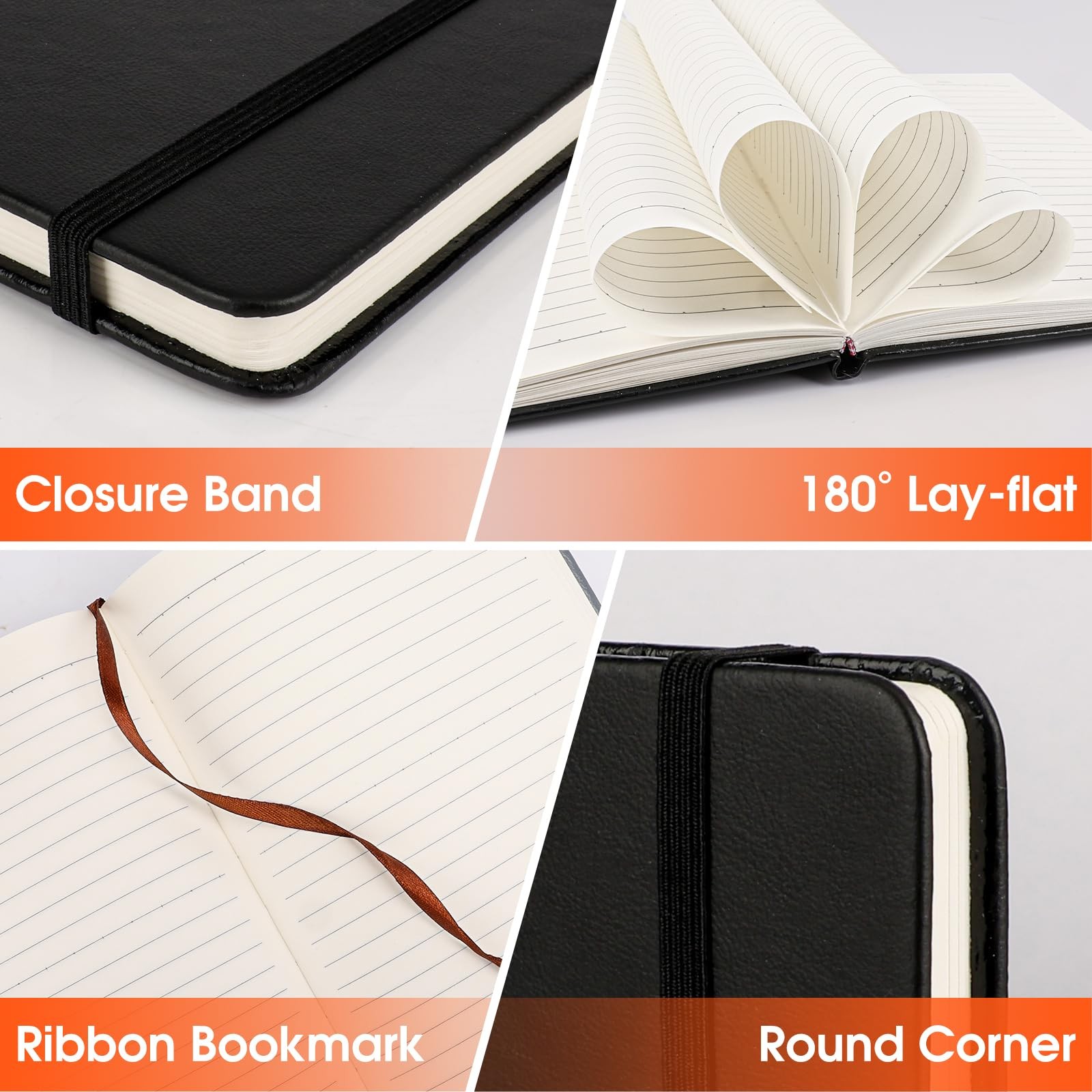 6 Pack Lined Journal Notebook for Work, 200 Pages, Medium 5.5 in x 8.3 in, A5…