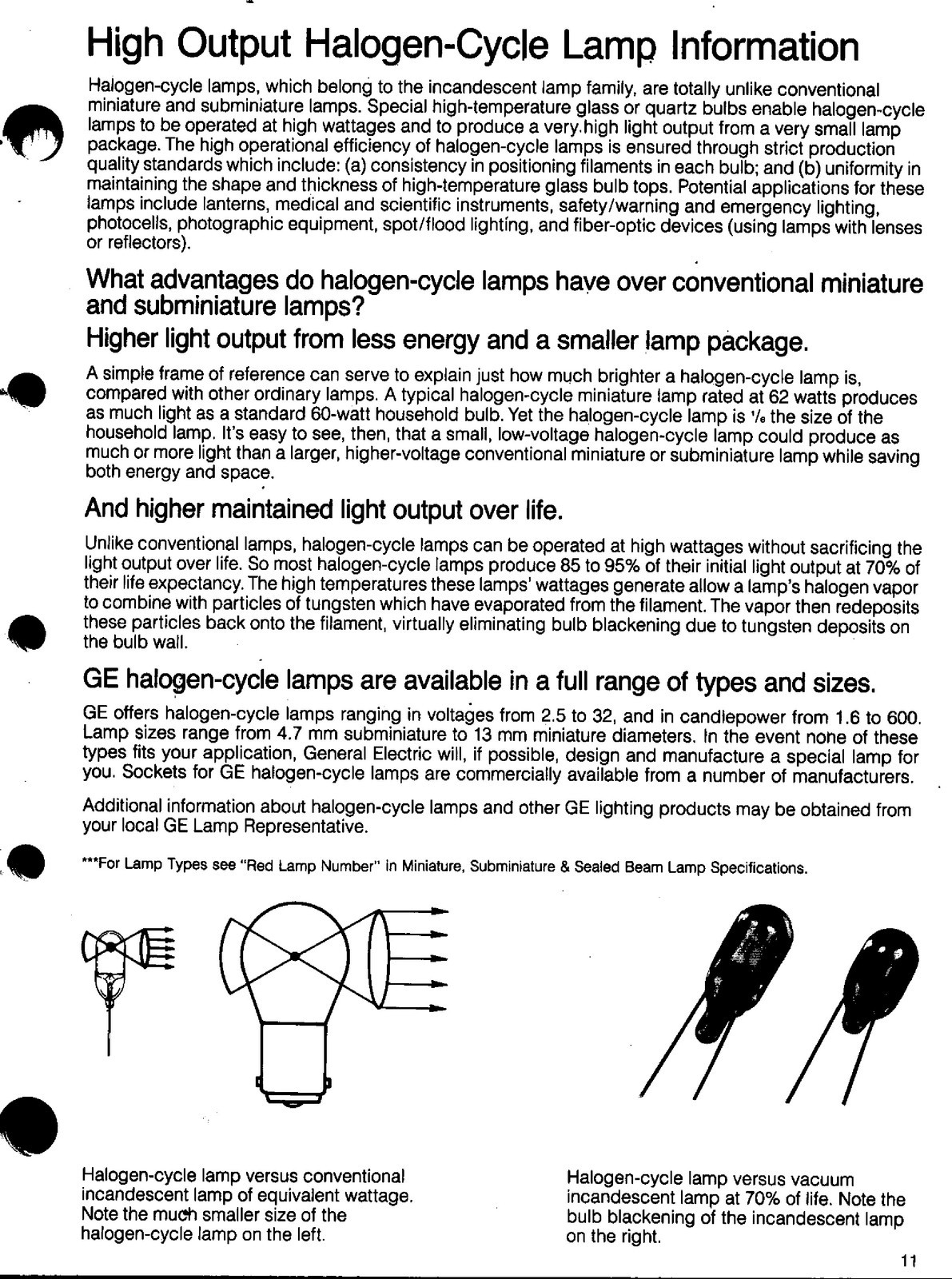 GE Miniature Sealed Beam Halogen Cycle Lamps Catalog Manual 1988 – WIRE CLOSURE
