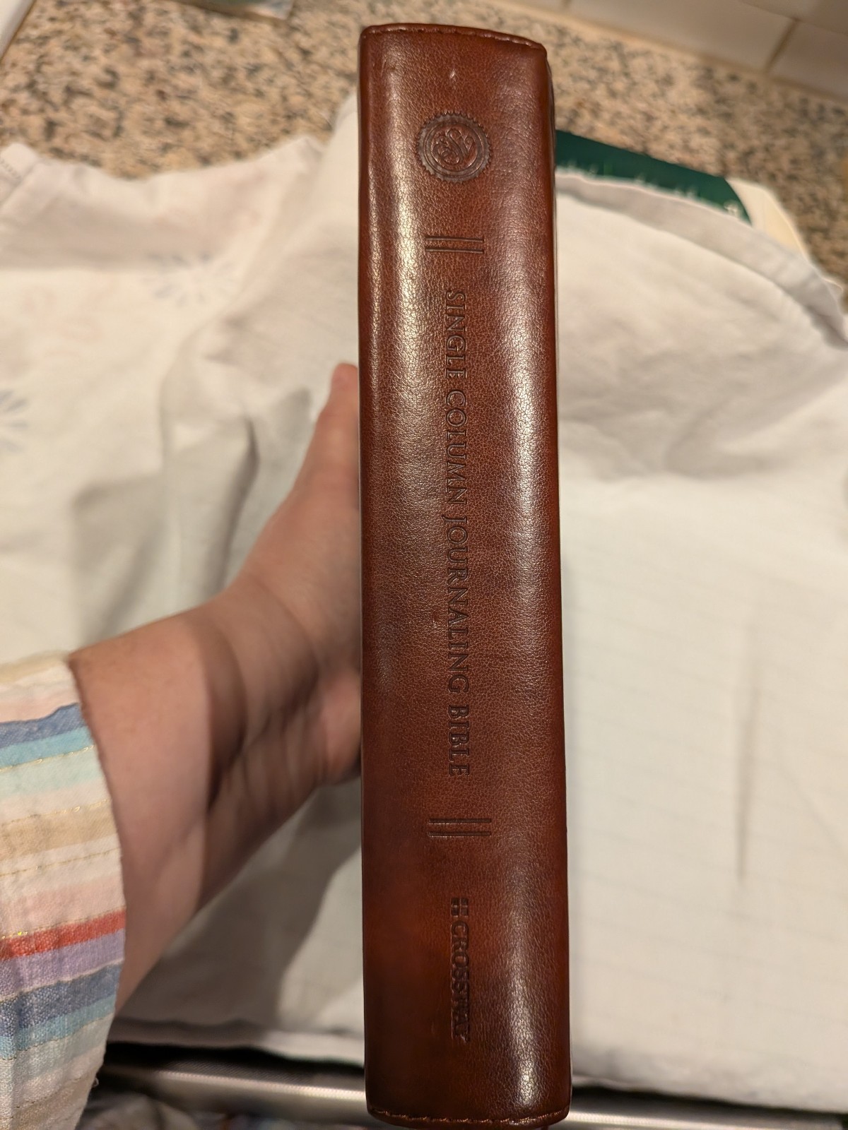 Crossway ESV Single Column Journaling Bible TruTone Leather Chestnut Leaves