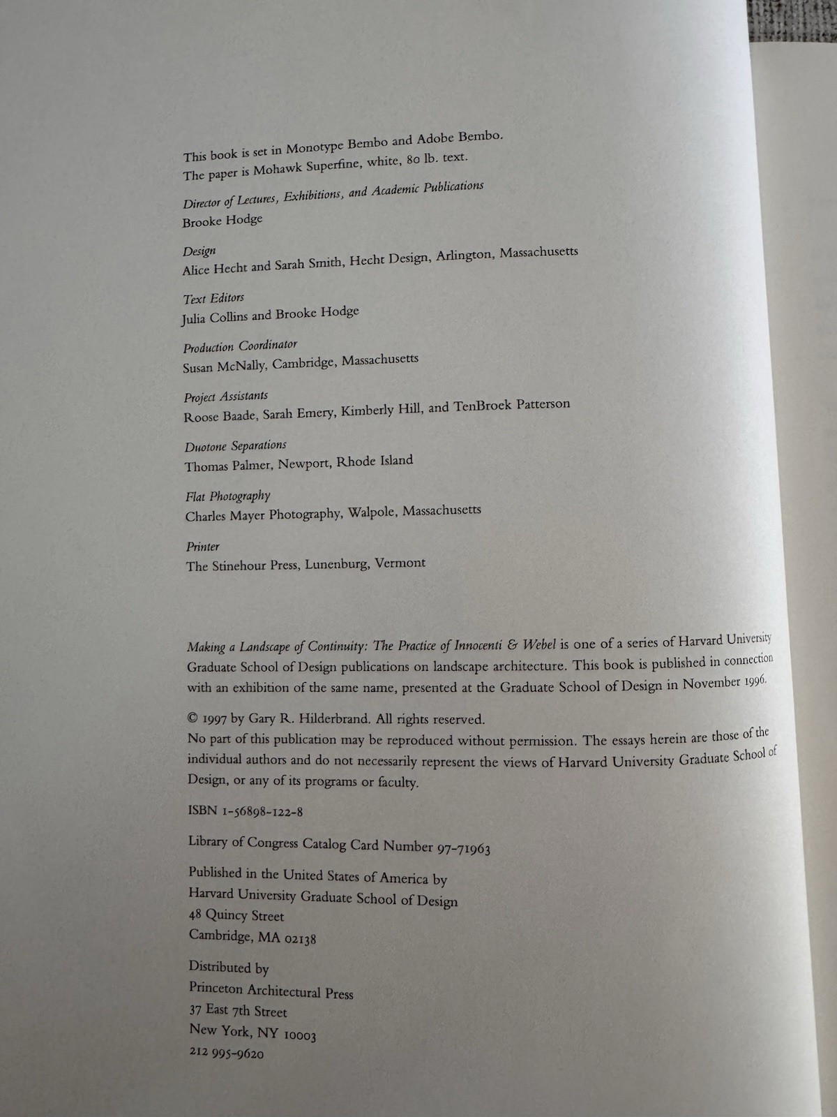 Making a Landscape of Continuity Innocenti & Webel HC 1997 Architecture Art