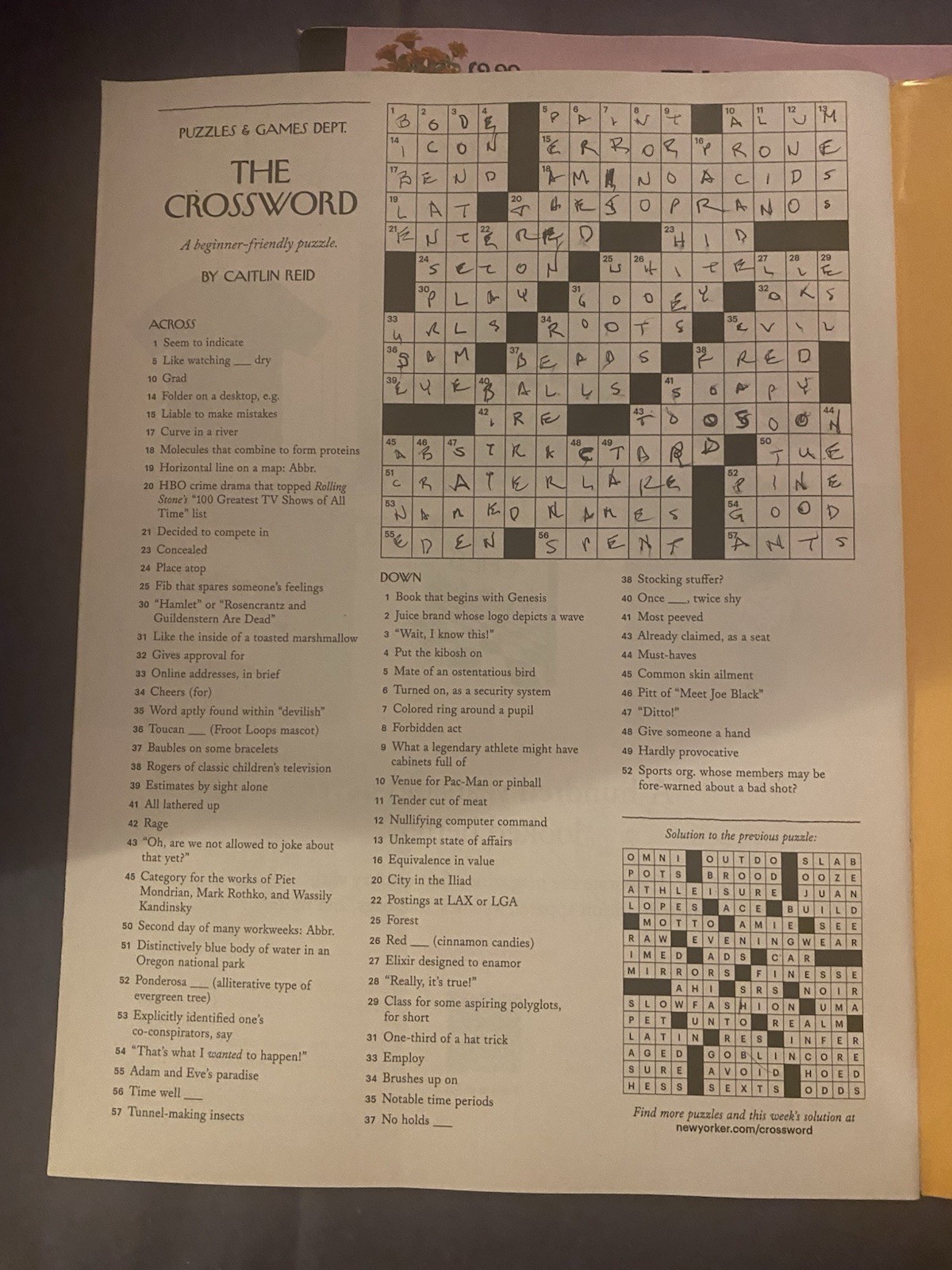The New Yorker Magazine March 31, 2025 Upstairs Downstairs 100th Issue crossword