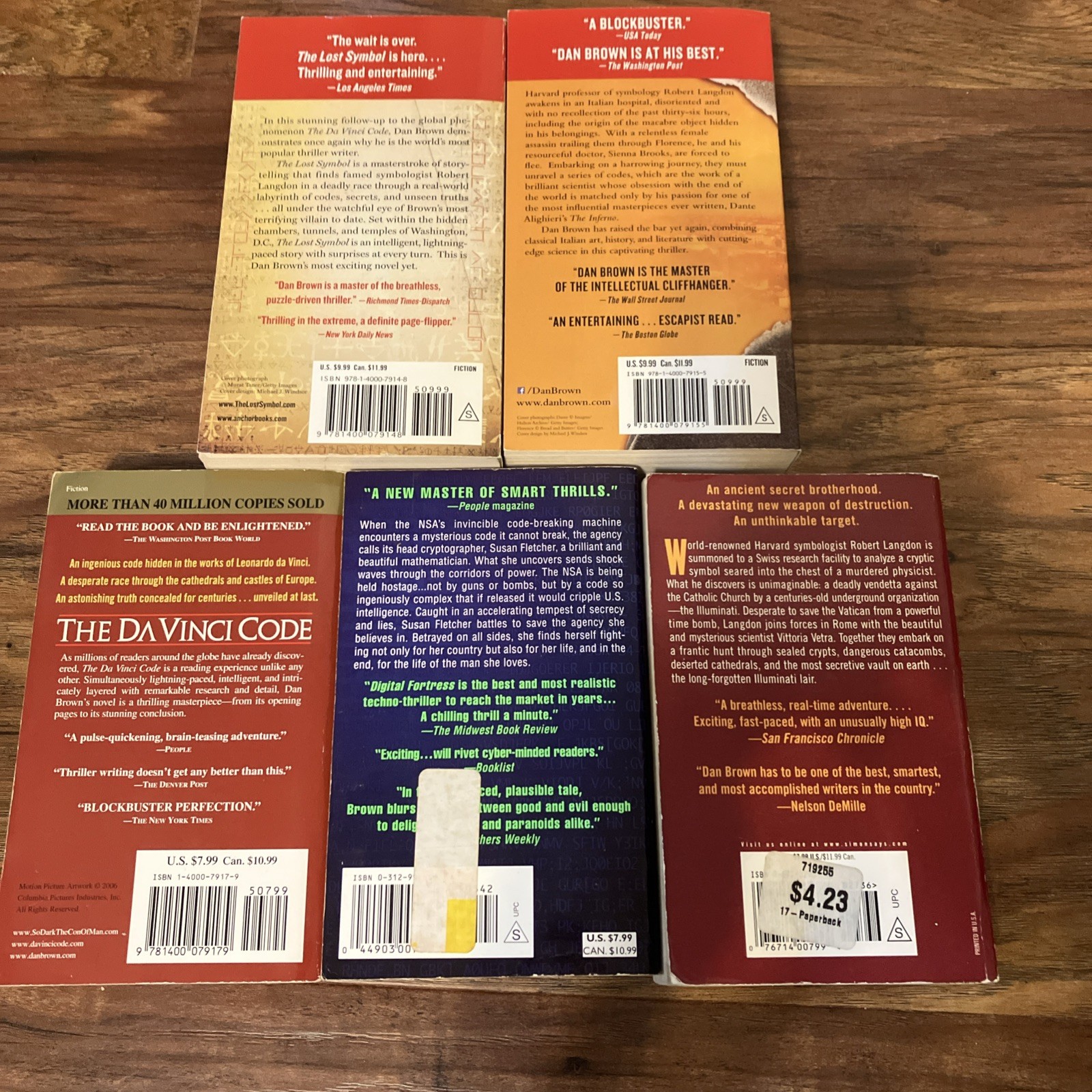 Dan Brown Paperback Books Lot of 5
