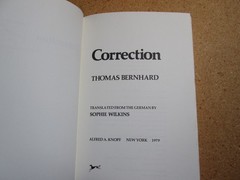 Thomas Bernhard hardback Correction 1979 1st American Edition