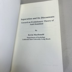 Separation and Its Discontents Evolutionary Theory of Anti-Semitism K. MacDonald