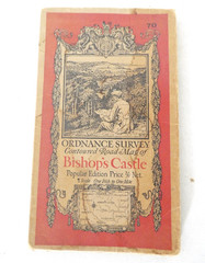 Antique Ordnance Survey 1m:1in Sheet Map on Linen No.70 Bishop&rsquo;s Castle 1931