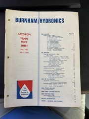 Burnham Hydronic Heating Boilers & Radiators Price Sheet 138-A 1966 Booklet