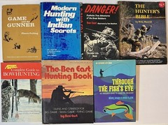 Lot of 7 Vintage Gun & Bow Game Hunting and Fishing Books Indian Secrets Bible