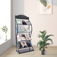 Model 209 4-Tier Floor-Standing Metal Magazine & Newspaper Rack Black