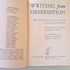 Writing From Observation, George Peck💥1951 HC Harcourt Brace & Co 544 Pages