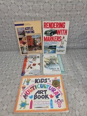 Lot of 5 Art Instruction Books Watercolor Acrylic Painting Marker Rendering Kids