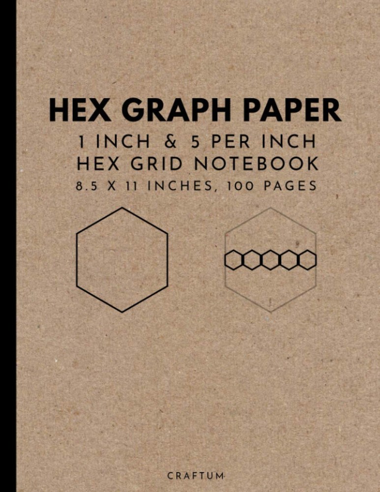 Hex Graph Paper: 1&Prime;/0.25&Prime; Multipurpose Hexagonal Graph Paper; for RPG Games, War