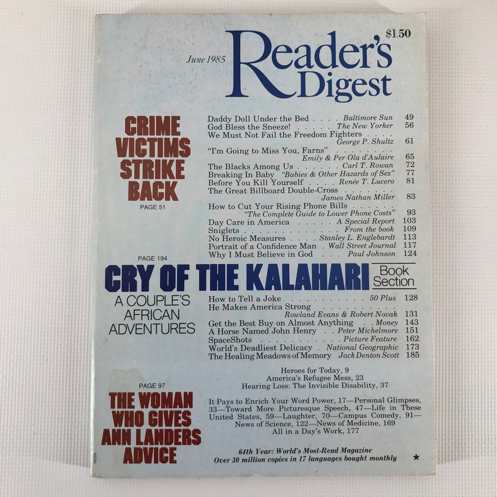 Reader&rsquo;s Digest #758 June 1985 Subscription Edition